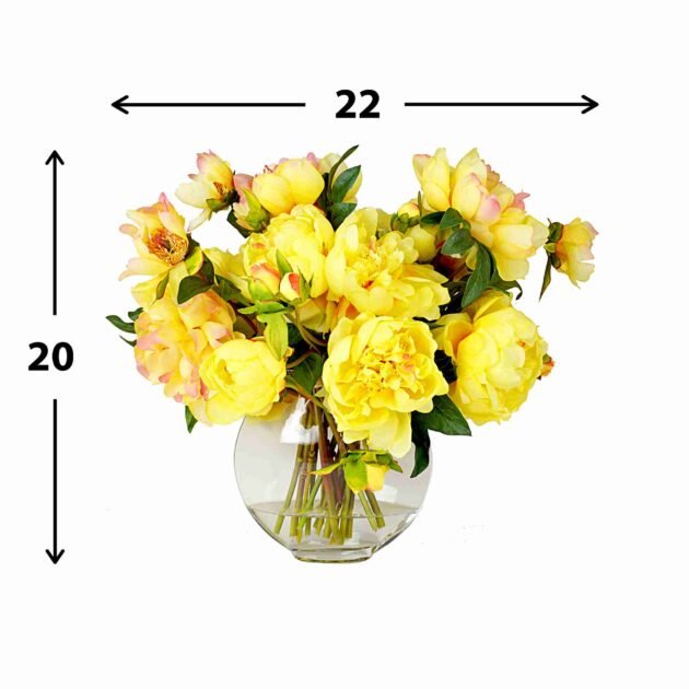 Peony Floral Arrangement in Glass Vase - Image 2