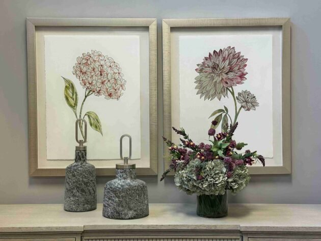 Fall Centerpiece with Hydrangeas and Heather - Image 2
