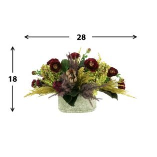 Ranunculus, Hydrangea and Protea Fall Arrangement in a Ceramic Pot - Image 2