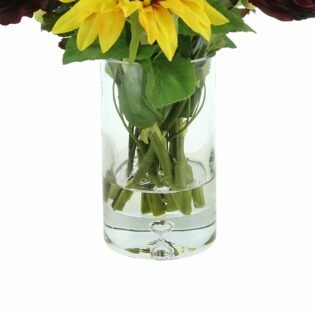 Sunflower and Ranunculus Fall Arrangement in a Glass Vase - Image 4