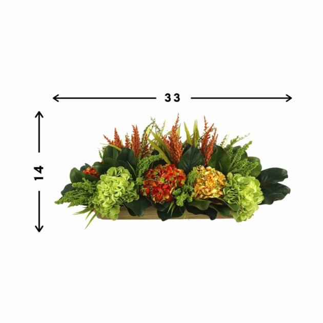 Assorted Hydrangea Fall Arrangement with Magnolia Leaves and Heather - Image 3