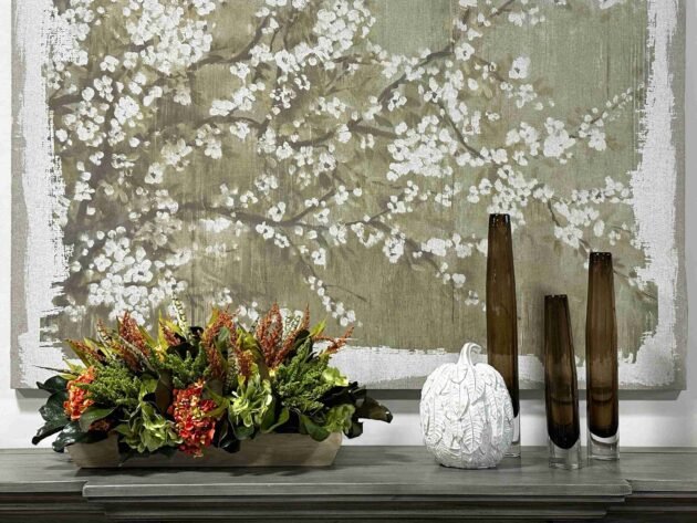 Assorted Hydrangea Fall Arrangement with Magnolia Leaves and Heather - Image 2