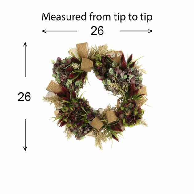 26" Fall Wreath with Hydrangeas and Pampas - Image 2
