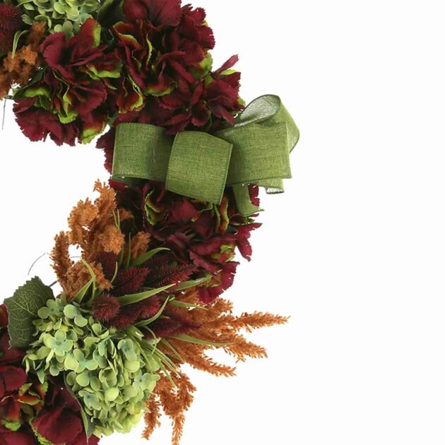 26" Fall Wreath with Hydrangeas and Pampas - Image 3