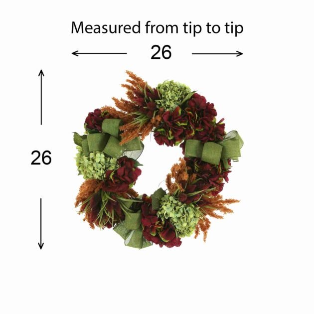 26" Fall Wreath with Hydrangeas and Pampas - Image 2