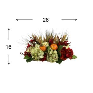 Fall Centerpiece with Hydrangeas, Pomegranates and Wheat - Image 4