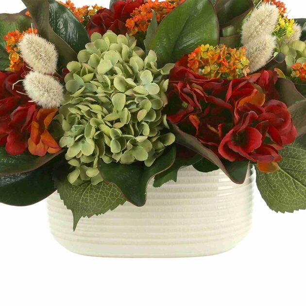 Fall Arrangement with Hydrangeas, Kalanchoe and Hare's Tail - Image 6