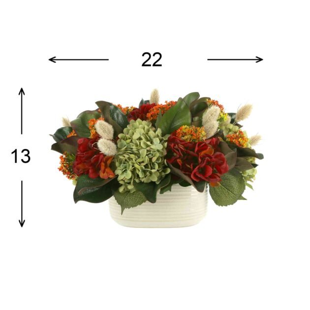 Fall Arrangement with Hydrangeas, Kalanchoe and Hare's Tail - Image 4