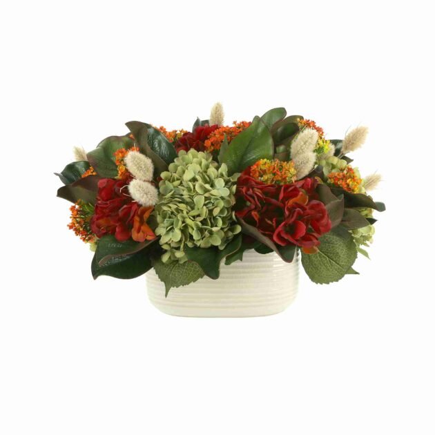 Fall Arrangement with Hydrangeas, Kalanchoe and Hare's Tail