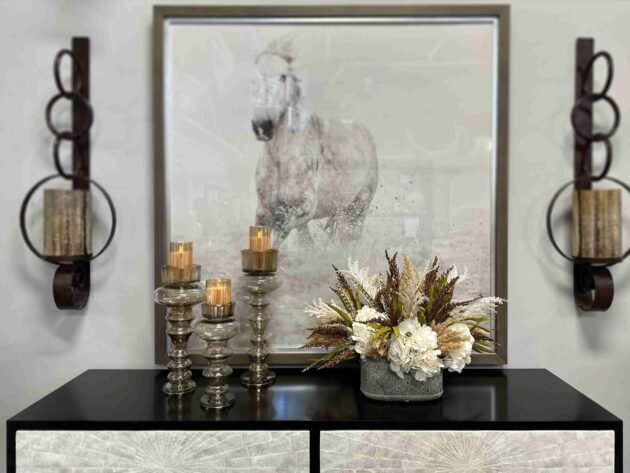 Fall Arrangement with Hydrangea and Pampas in a Ceramic Planter - Image 2
