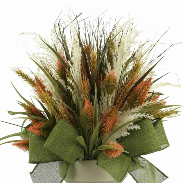 Fall Arrangement with Pampas, Thistle and Bows - Image 4
