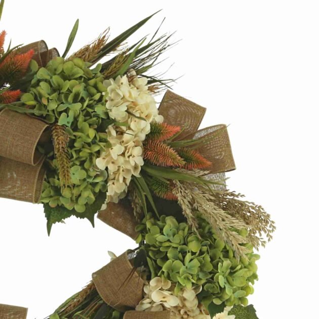 26" Hydrangea and Thistle Fall Wreath - Image 4