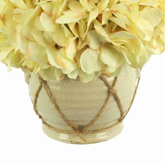 Hydrangea Arrangement in a Ceramic Pot with Rope - Image 5