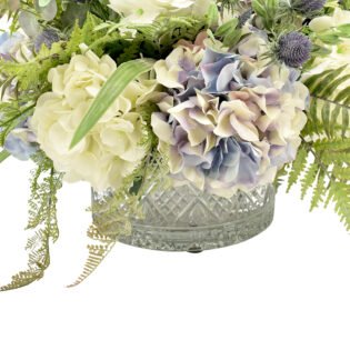 Hydrangea, Ferns  in a Crystal Bowl - Image 3