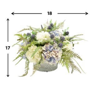 Hydrangea, Ferns  in a Crystal Bowl - Image 4