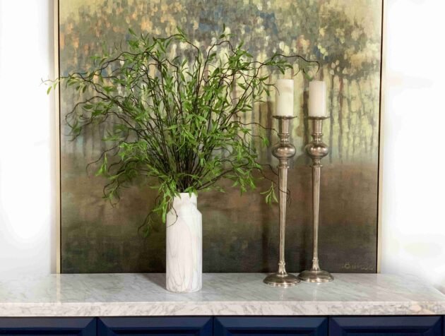 Willow Arrangement in a Tall Marble Vase - Image 2