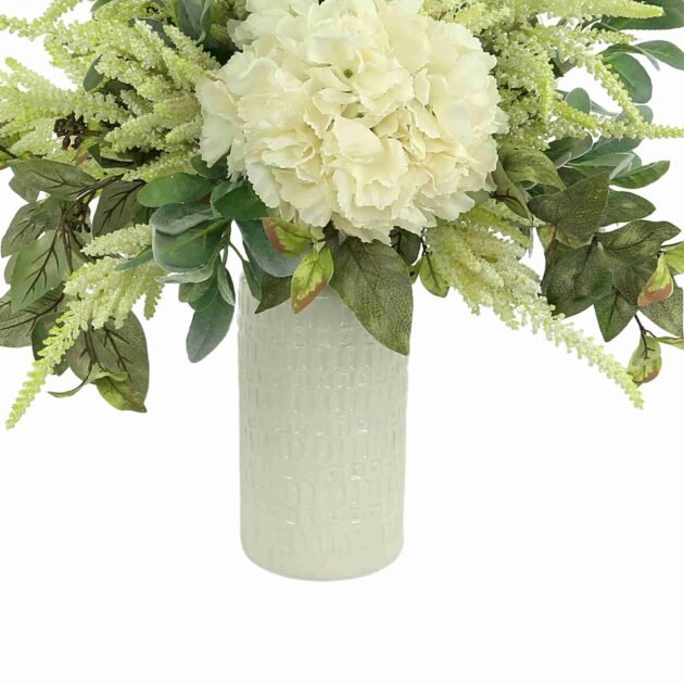 Hydrangea, Lamb's Ear and Astilbe Arrangement in a Tall Vase - Image 2