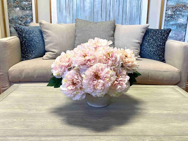 Peony Arrangement in Ceramic Vase - Image 2