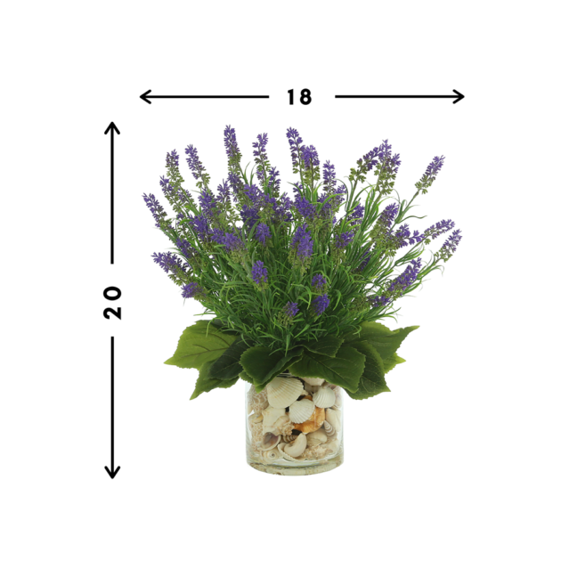 Lavender In Glass Vase with Seashells - Image 4