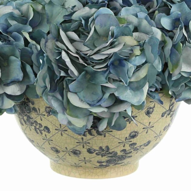 Hydrangea Floral Arrangement in a Decorative Ceramic Bowl - Image 2
