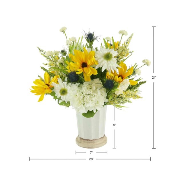 Hydrangea, Daisy and Rudbeckia Floral Arrangement - Image 2