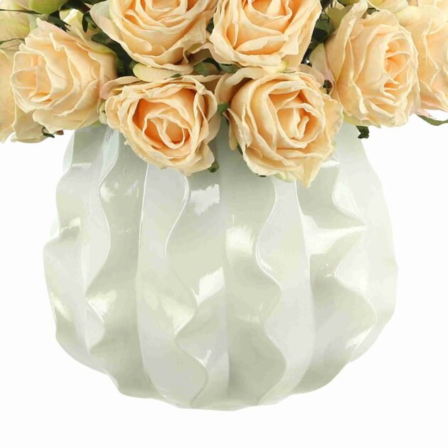 Dried Rose Arrangement in a Wavy Glass Vase - Image 2