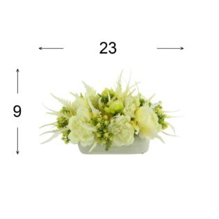 Peony, Fern and Sedum Arrangement in a Ceramic Pot - Image 2