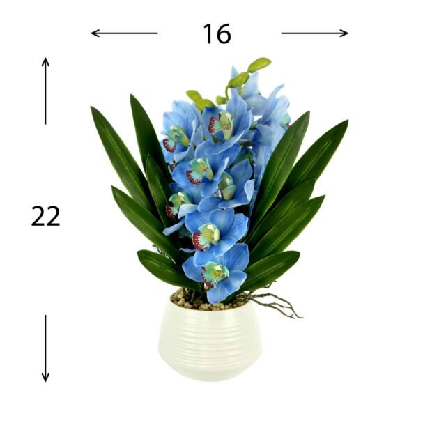 Orchid Arrangement with Rocks in a Ceramic Pot - Image 4