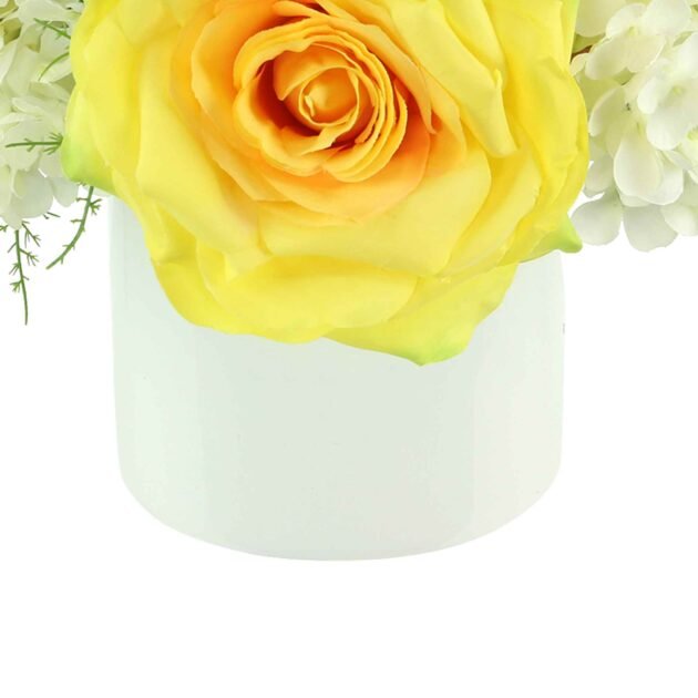 Roses, Hydrangeas and Ferns Arranged in a Fiberstone Pot - Image 2