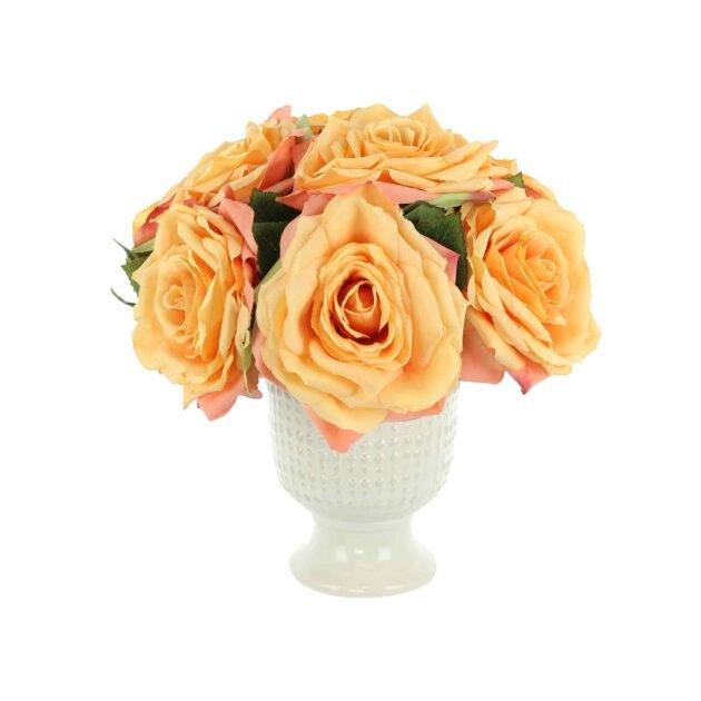 Roses Arranged in Ceramic Pedestal Vase