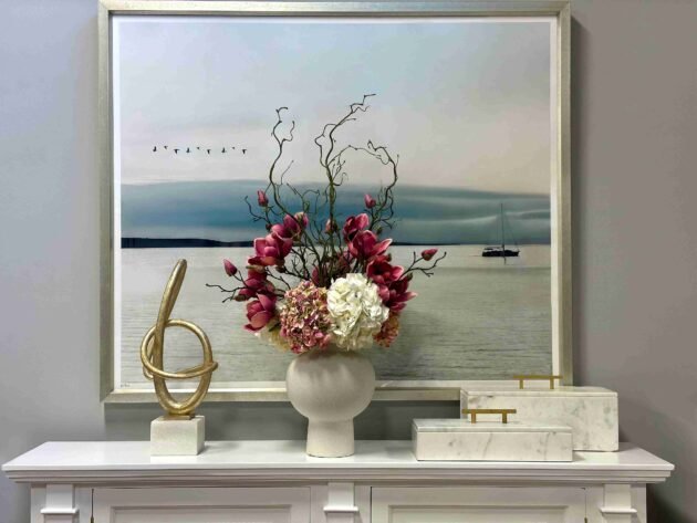 Magnolia and Hydrangea Arrangement in a Ceramic Pot - Image 5