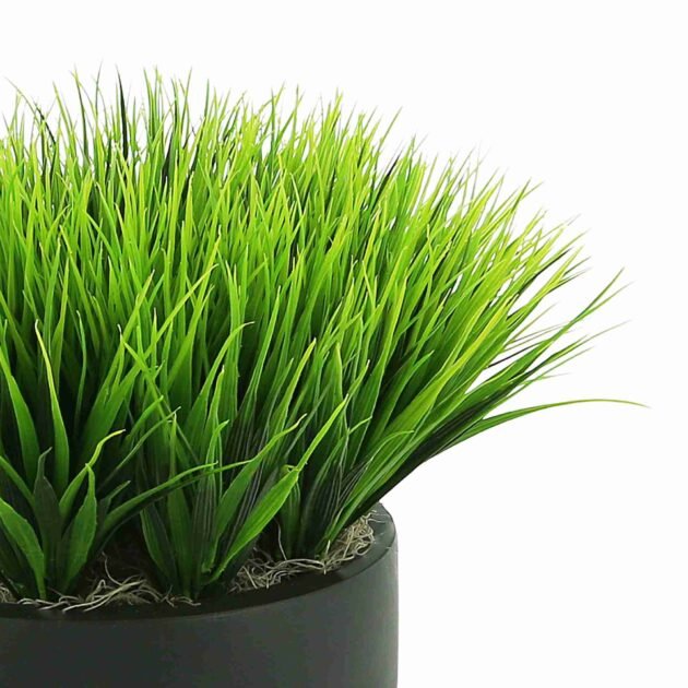 Outdoor UV Grass in Round Fiberstone Planter - Image 4