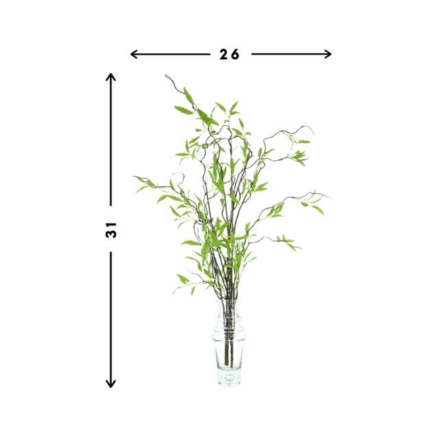 Willow Branch Arranged in Tall Glass Vase - Image 3