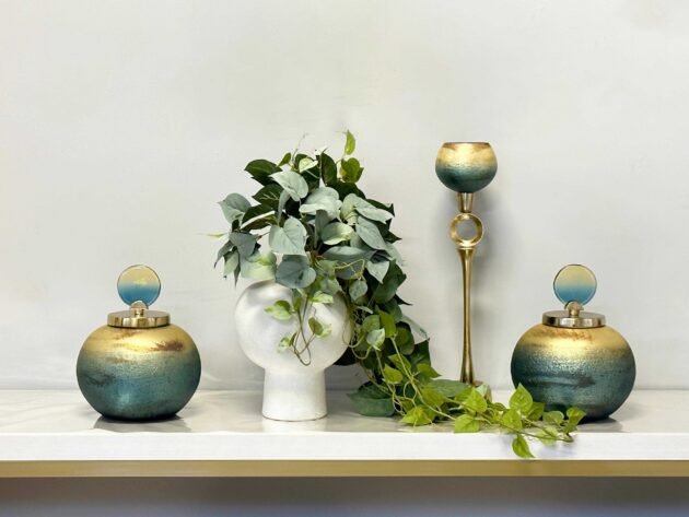Ivy Arranged in Round Ceramic Vase - Image 3
