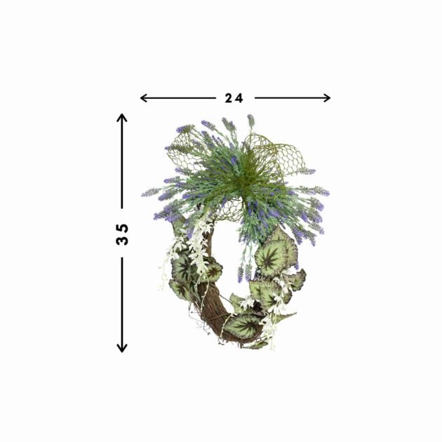 24" Purple and Green Oval Grapevine Wreath with Orchids and Decorative Bow - Image 2