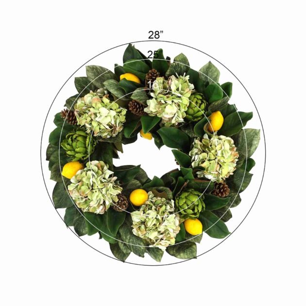 25" Magnolia Wreath with Lemons and Artichokes - Image 3