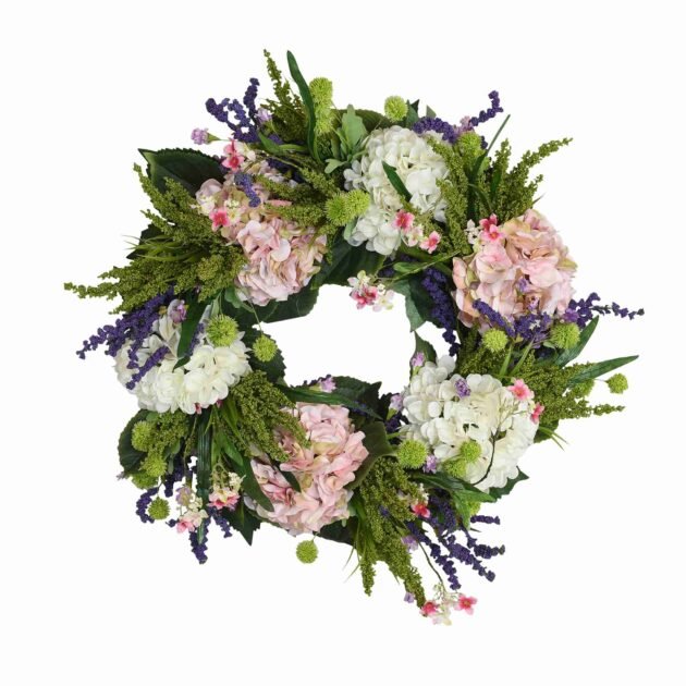 28" White and Green Mixed Spray Wreath