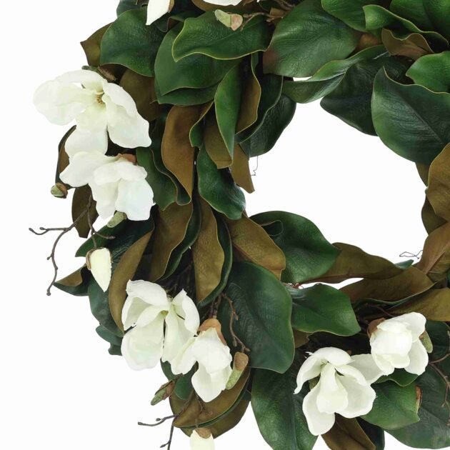 27" Magnolia Flower and Leaf Wreath - Image 4