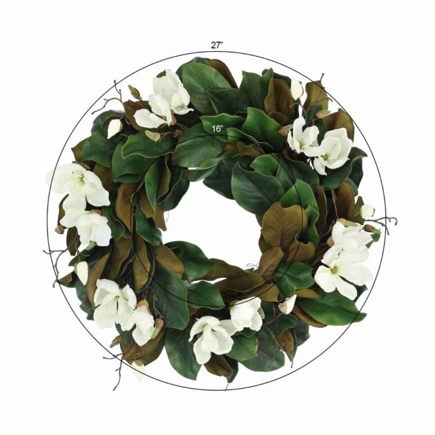 27" Magnolia Flower and Leaf Wreath - Image 3