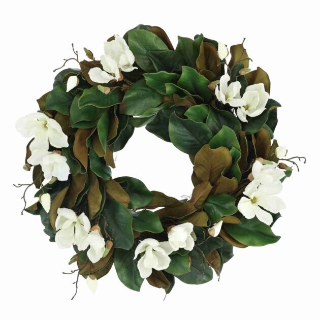27" Magnolia Flower and Leaf Wreath