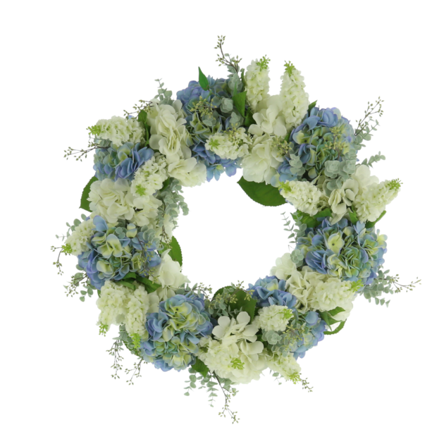 24" Spring Wreath with Assorted Hydrangeas and Snap Dragon