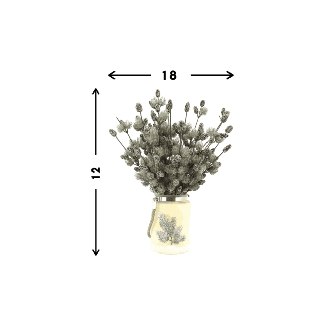 Holiday Pinecone Arrangement in Glass Vase with Rope Handle - Image 4