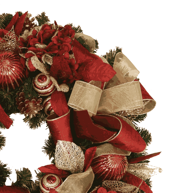 26" Christmas Holiday Wreath with Hydrangeas, Ornaments and Velvet Bows - Image 3