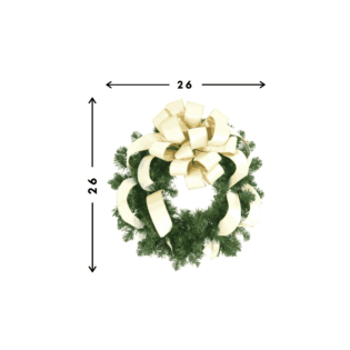 26" Christmas Holiday Wreath with Cream Large Bow - Image 3
