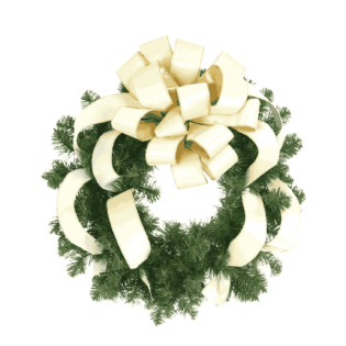 26" Christmas Holiday Wreath with Cream Large Bow