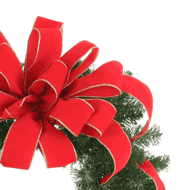 32" Christmas Holiday Wreath with Red Large Bow - Image 3