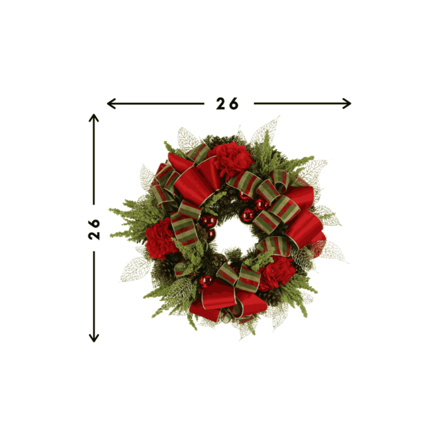 26" Christmas Holiday Wreath with Hydrangeas, Heather and Assorted Ribbon - Image 2