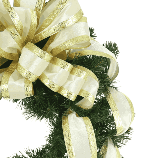22" Christmas Holiday Evergreen Wreath with a Large Decorative Bow - Image 2