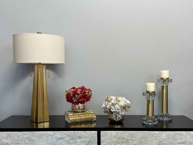 Red and Gold Holiday Hydrangea Arrangement - Image 2