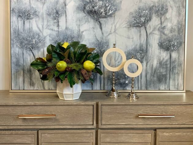 Magnolia Leaf Holiday Arrangement with Pears and Pinecones - Image 2